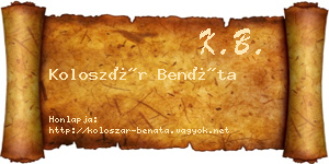 Koloszár Benáta névjegykártya